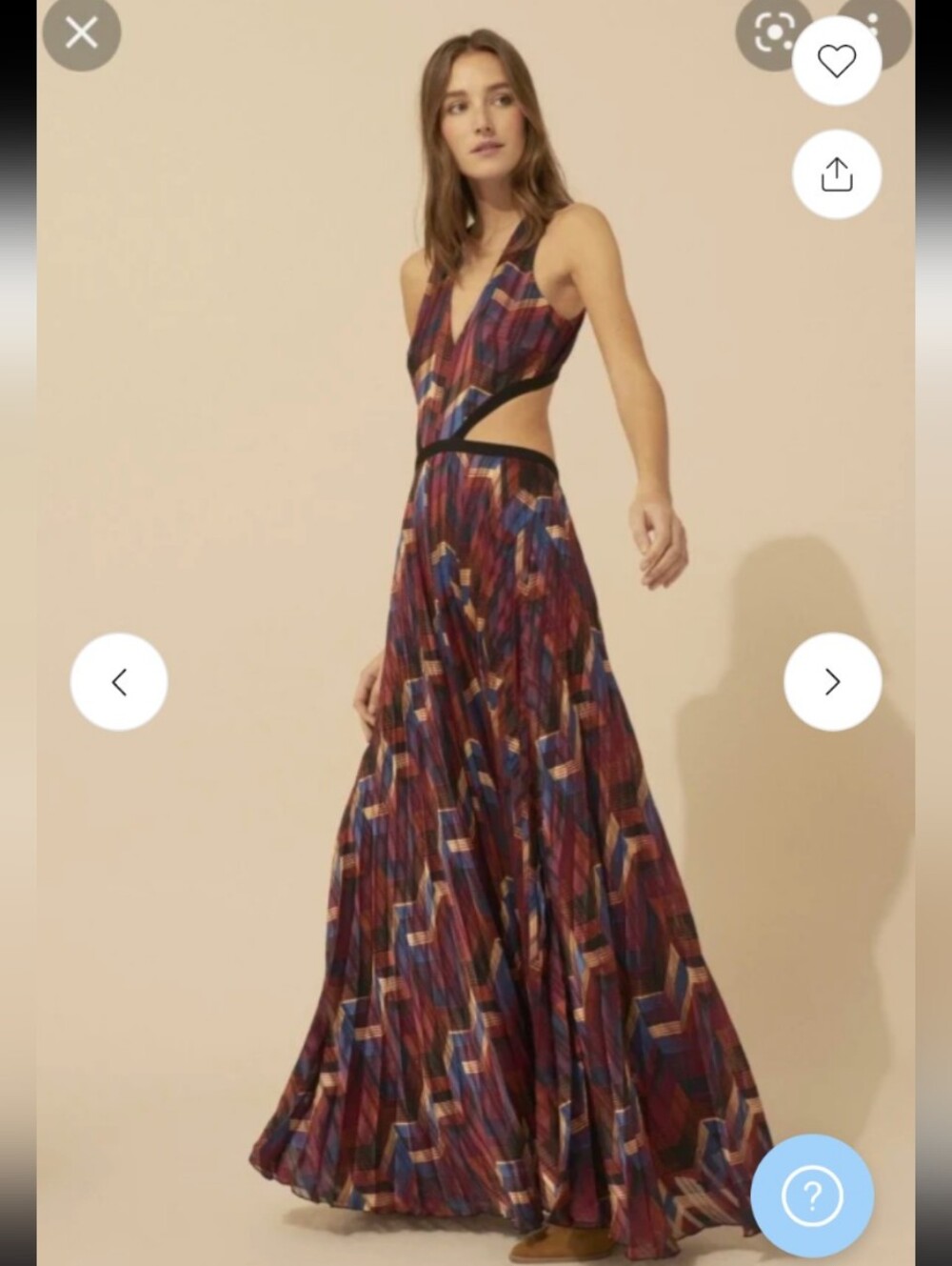 Ba&Sh Multicolor Geometric Maxi Dress with Cutout